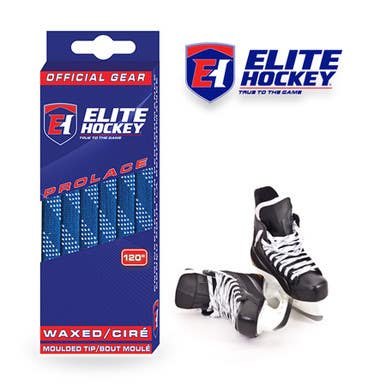 New Elite Hockey Waxed Laces Royal White 108" 11506-eltryw108