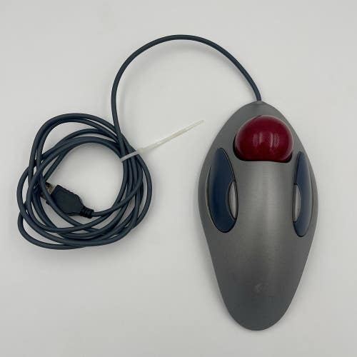 Logitech T-BC21 Trackman Marble Mouse USB Wired 4-Button Trackball TESTED WORKS