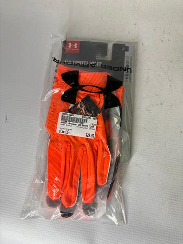 Used Under Armour Ua Spotlight Orange Lg Football Gloves 11850-s000012077