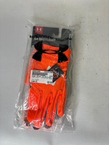Used Under Armour Ua Spotlight Orange Lg Football Gloves 11850-s000012090