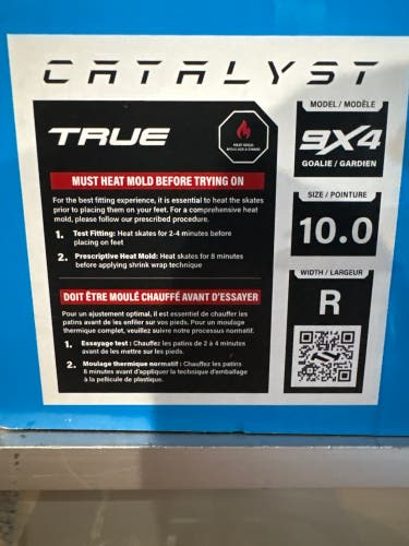 True Catalyst 9x4 Hockey Goalie Skates Regular Width 10 (New)
