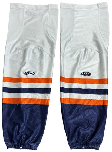 Tulsa Oilers White Senior Large Athletic Knit Socks Pro Stock (Used) 78026