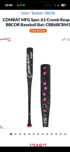 2026 Combat MFG Spec A1 Alloy BBCOR Certified Bat (-3) 29 oz 32" (New)