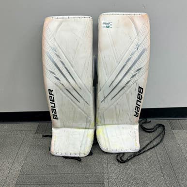 Used Bauer Vapor Hyperlite Hockey Goalie Leg Pads Senior White 35" 11506-s000269317
