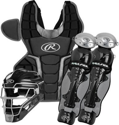 New Rawlings Renegade Ages 12-15 Catchers Protective Set Black And Silver 11860-rawr2csibsil