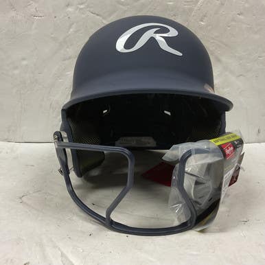 Like-new Rawlings Mach Hi-viz Fastpitch Batting Helmet W Mask Navy Blue S M 11855-s000176279