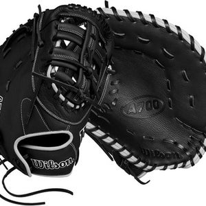 New Wilson A700 12" Lh Throw Baseball First Base Mitt Black And Silver 11692-wilwbw10163812