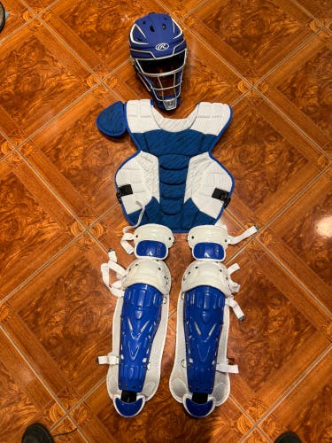 Blue Rawlings Velo 2.0 Catcher's Set with upgraded Mach series HELMET(Used)