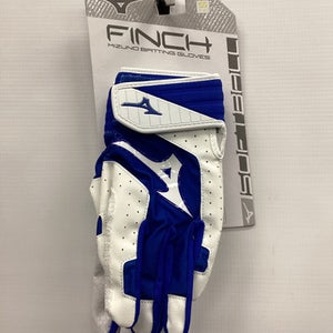New Mizuno Finch Bb Sb Batting Gloves White And Royal Blue Sm 11851-miz3304270052sm
