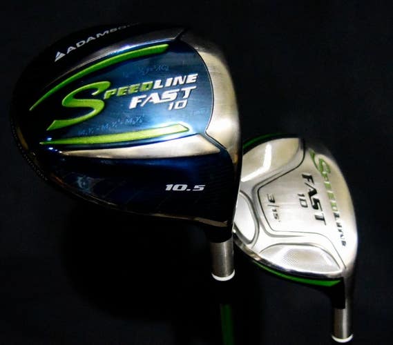ADAMS SPEEDLINE FAST 10 DRIVER (LOFT 10.5) AND 3 WOOD (LOFT 15), REG FLEX, RH
