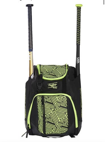 New Rawlings Chaos Blk Ylw Bat Bag 11834-rawamachaos-boy