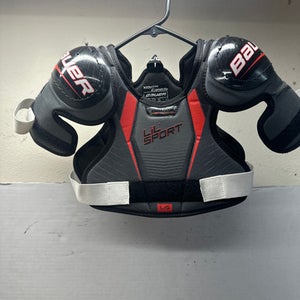 Used Bauer Lil Sport Youth Shoulder Pads Black And Grey Lg 11835-s000194093