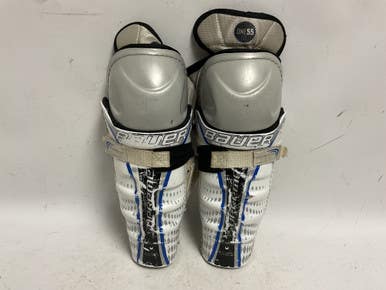 Used Bauer Supreme One 55 Junior Shin Guards White Black Royal 11" 11855-s000185812