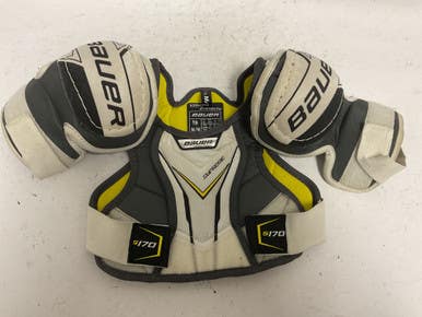 Used Bauer Supreme S170 Youth Shoulder Pads White And Yellow Md 11855-s000186186