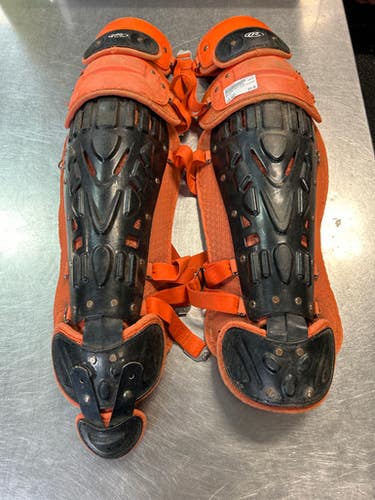 Used Rawlings Velo Shin Catchers Leg Guards Orange Adult 11868-s000060210