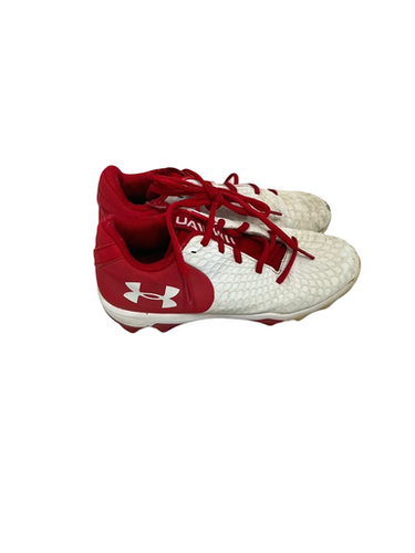 Used Under Armour Glyde Jr 4.5 White And Red Softball Cleats 11692-s000142669