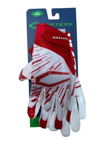 Used Cutters Game Day Pro Fb Gloves Red And White Lg 11835-s000200194