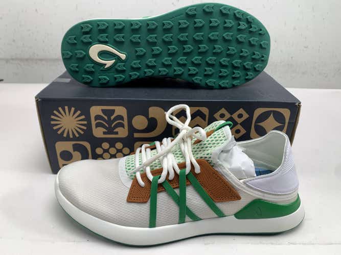 OluKai Manele Golf Shoes White Green Men's SZ 9 (10508) NIB