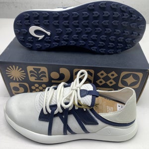 OluKai Manele Golf Shoes White Navy Blue Men's SZ 10 (10508) NIB