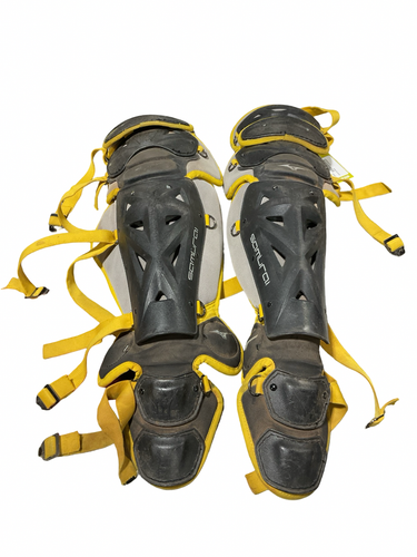 Used Mizuno SAMURAI Catchers Leg Guards Yellow Adult 11834-S000052814
