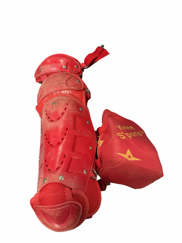 Used All Star ALLSTAR SHINGUARDS YTH RED Catchers Leg Guards Red Youth 11834-S000052834