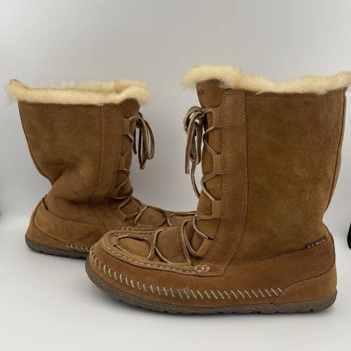LL Bean Wicked Good Lodge Chukkas Boots Women's Size 10 Medium Brown Suede Fur