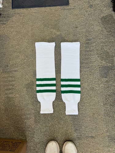 White/Green Intermediate Hockey Socks (New)