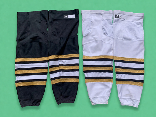 Boston Bruins Gold Centennial SET OF 2 Black & White Large Pro Stock Socks *Read Full Description*