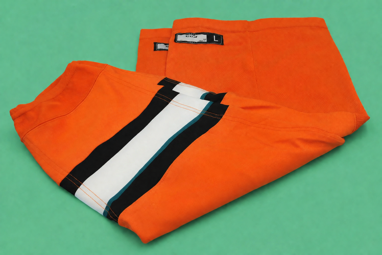 New San Jose Barracuda (AHL Sharks) CCM Large Orange Socks Made in Canada *Read Full Description*