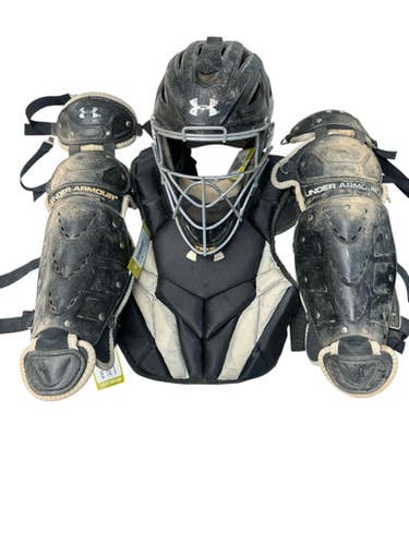 Used Under Armour Varsity Set Catchers Chest Protector Black And Grey Youth 11835-s000202000