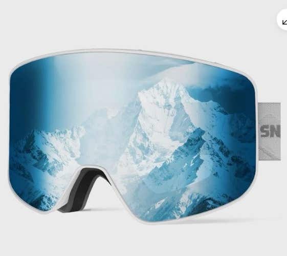 Snower Magnetic Ski Goggles - A2 - Vlt 46% White Frame Ice Blue (New) 805825