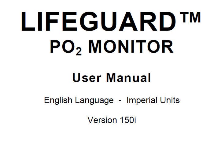 Printed Manual for Cochran Lifeguard PO2 Monitor Scuba Dive 62 Pages