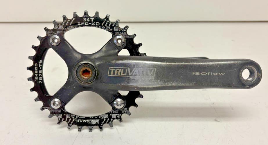 Truvativ ISOflow 175mm Black Aluminum Crankset Snail 34t Chainring Shimano BB