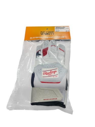 Used Rawlings Bb Sb Batting Gloves White Lg 11834-s000044749