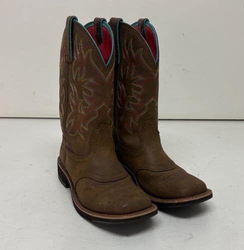 Ariat Delilah Brown Leather Square Toe Western/Cowboy Boots US Women's 7 EU 37.5