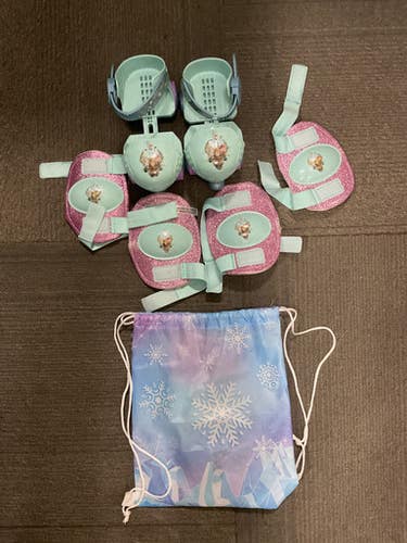 Used Frozen Skate Set W Pads Child Roller Quad Skates Carolina Blue Youth 08.0 11614-s000230131