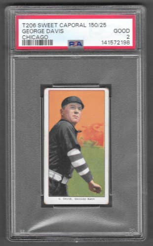1909-11 T206 Sweet Caporal George Davis Chicago 150/25 PSA 2