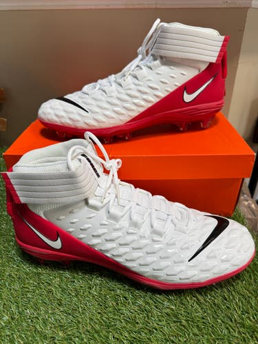 Nike Force Savage Pro 2 PE Football Cleats White Red Mens 16 BV3969-104 NFL NCAA