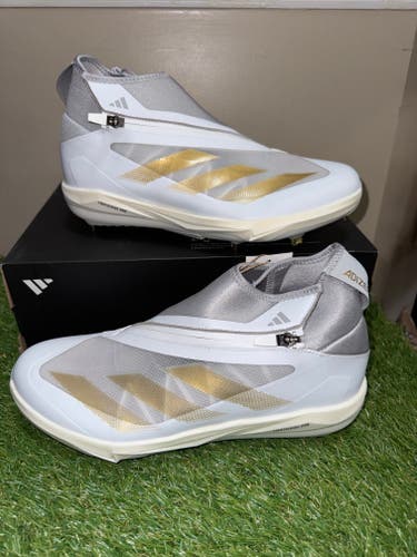 Adidas Adizero Impact+ Metal Baseball Cleats White Gold IF8483 Men’s Size 10.5