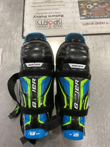 Used Bauer S21 Youth Shin Guards Black And Royal Blue 10" 11614-s000230887