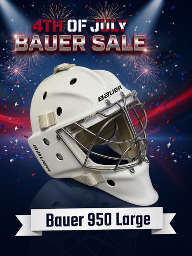 S24 Bauer 950 Goalie Mask W/ Non Certified SS Cat Eye Cage + New Resilient Foam Senior Large (Used)