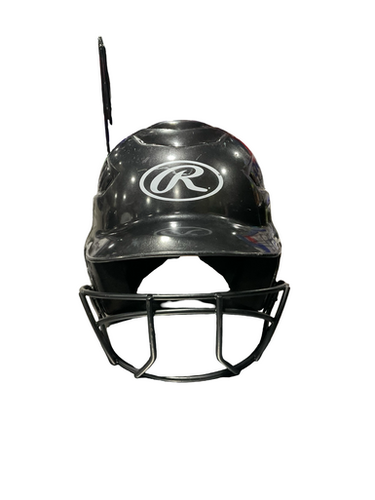 Used Rawlings Blk Softball Helmet 6 1 2- 7 1 2 Batting Helmet W Mask Black Fits All 11834-s000047698