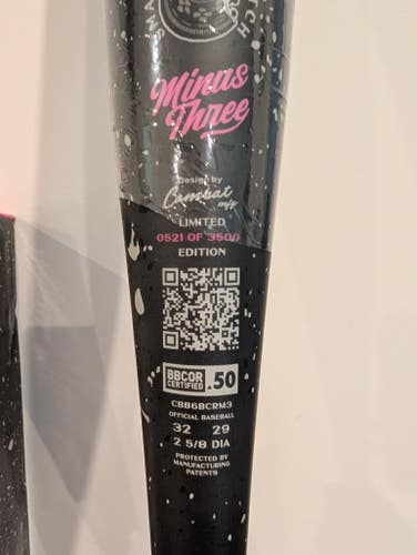 COMBAT MFG SPEC-A1 Crumb Reaper BBCOR Baseball Bat 32/29 #0521 of #3500