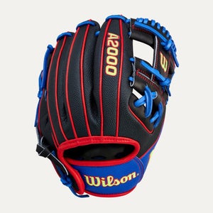 New 2026 Summer A2000 Rht 11.5in Dp Black Red Blue Baseball Glove 11834-wilwbw104601115