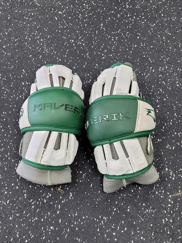 Used Maverik Max Lacrosse Arm Pads Guards Green And White Lg 11849-s000039836