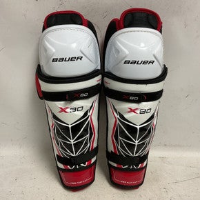 Used Bauer Vapor X80 Senior Shin Guards White Black Red 15" 11855-s000204029