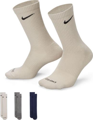 Nike Everyday Plus Crew Socks Mens Small Multi Cushioned Training 3-Pair UPS1207