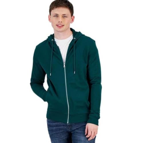 INC International Concepts Fortune Hoodie Men's XS Green Cotton Full Zip UPS990
