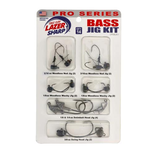 Eagle Claw Lazer Sharp PRO Series Jigheads Bass Jig Avid Kit 14-Pieces UPS1134