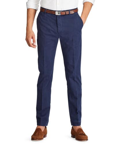 Polo Ralph Lauren Chino Pants Men 40X30 Blue Stretch Cotton Straight Leg UPS1046